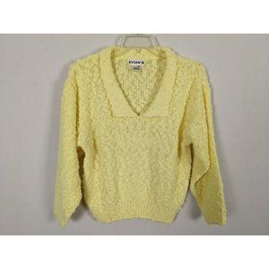 EVIAN‎ II yellow 3/4" sleeves V neck sweater size M